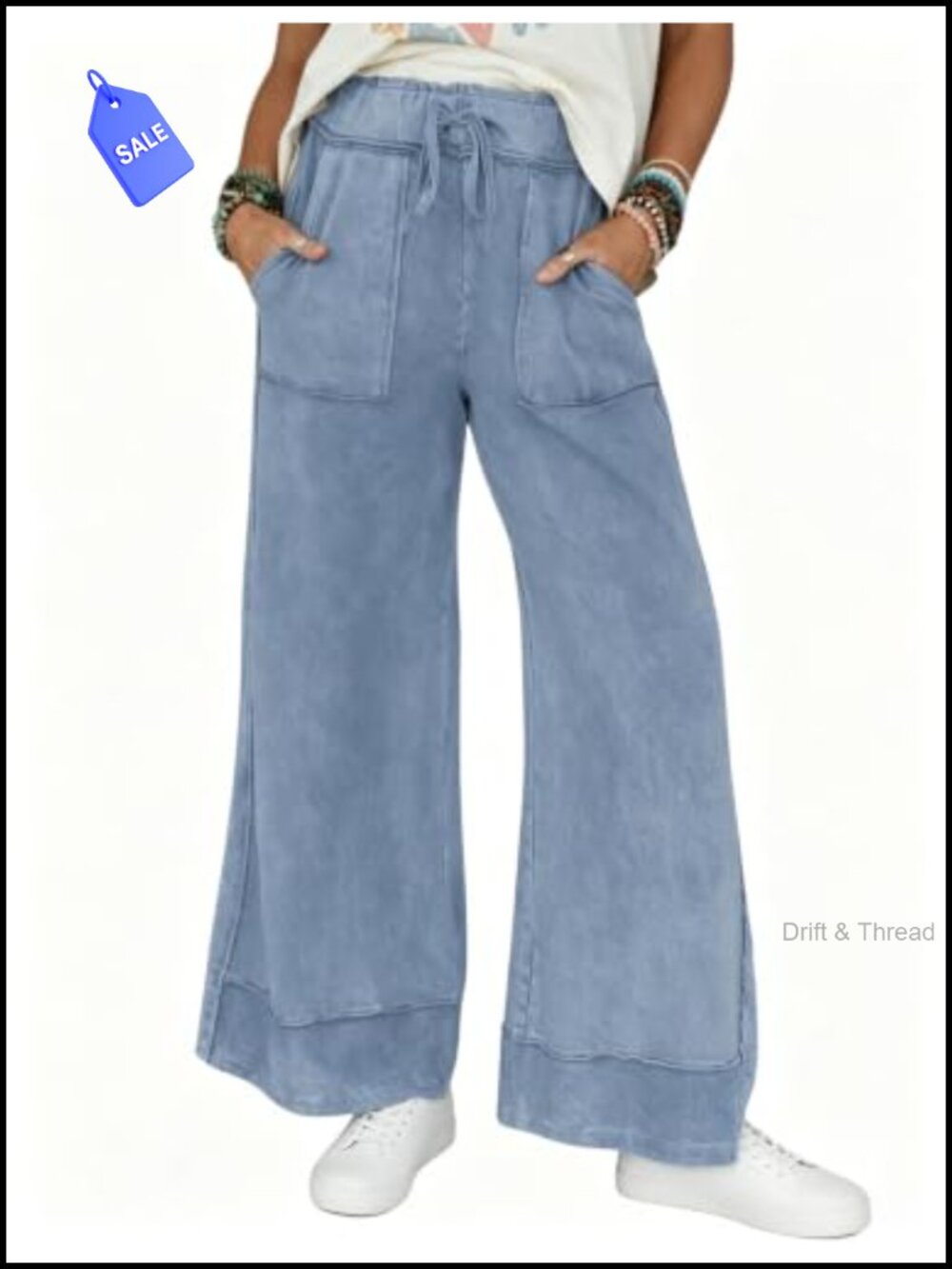 Wide Leg Sweatpants with Pockets High Rise Loose Fit